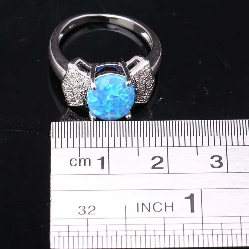 Уникальный бант Небесно Голубой огненный опал и посеребренные серебряные