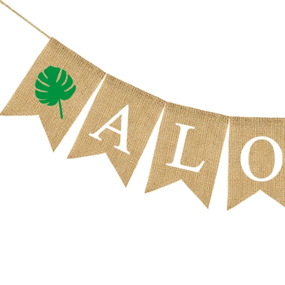 Гавайская джутовая гирлянда Luau Aloha флажки тропические летние пляжные украшения