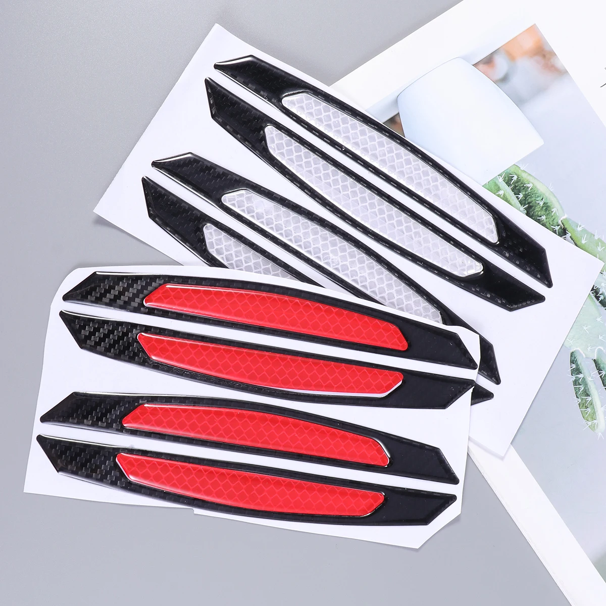 4pcs Car Door Edge Anti Collision Sticker Reflective Carbon Fiber Anti-Rub Strips Anti-scratch Protector A30 | Автомобили и