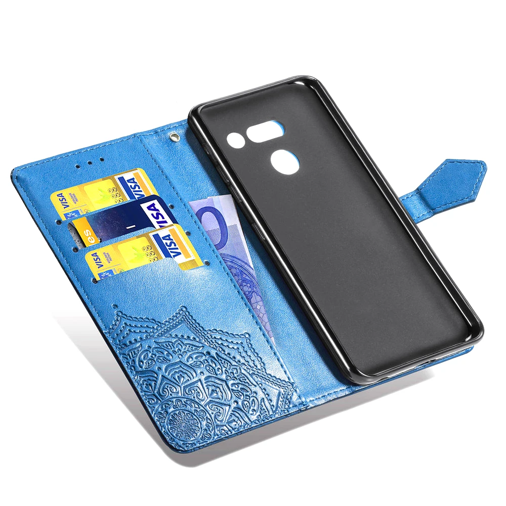 Роскошный 3D цветок дурмана кожаный чехол-кошелек для телефона LG G8 ThinQ Чехлы PU