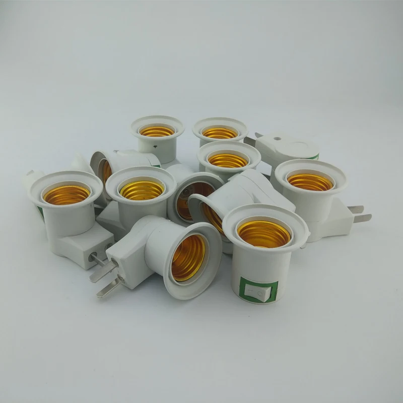 

E27 Lamp Base LED Light Male Socket to EU US Type Plug Adapter Converter for Bulb Lamp Holder With ON/OFF Button