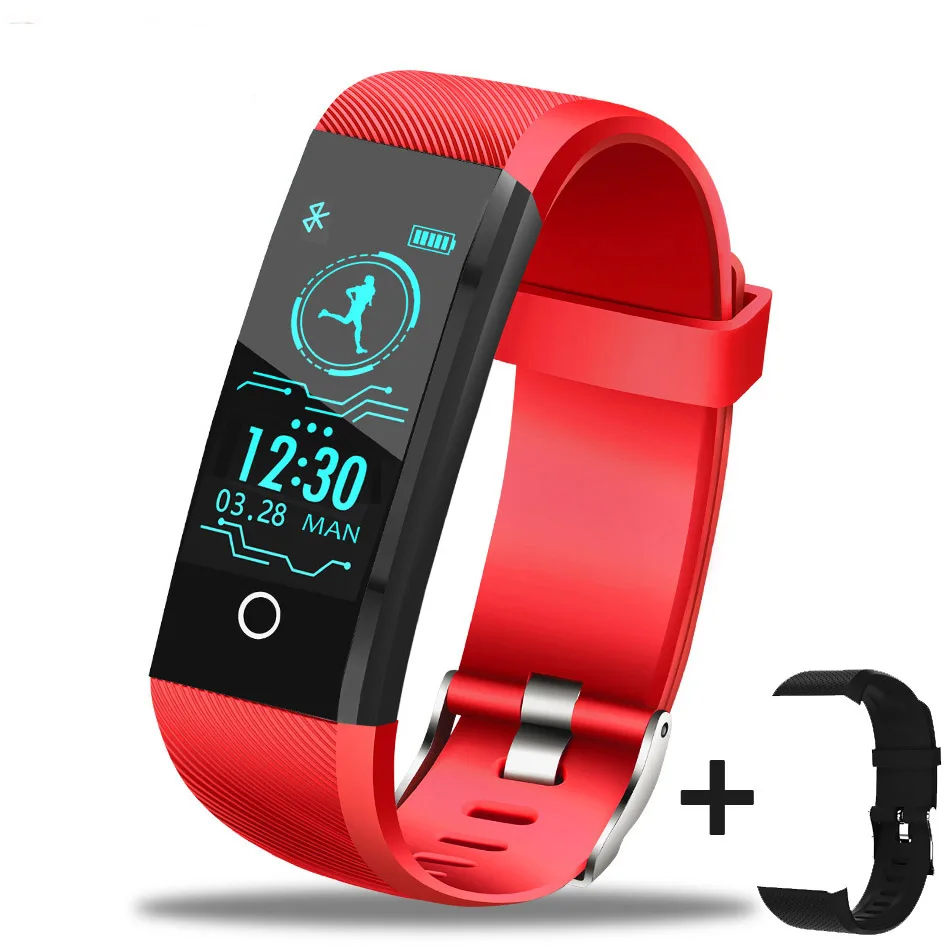 red BAND LIGE умный Браслет кровяное давление монитор сердечного ритма фитнес-трекер Смарт-браслет спортивные часы для ios Android+ коробка - Цвет: red BAND