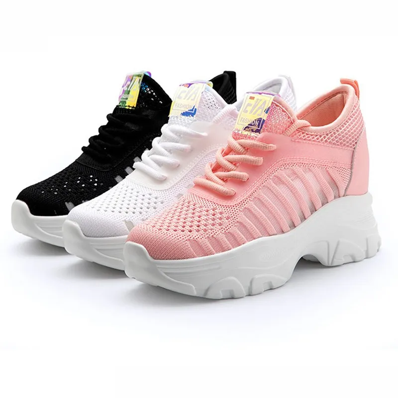 

Breathable Hide Heel Women Chunky Sneakers Summer Lace Up Casual Shoes Platform Sneakers Size 34-39 Wedges Ladies Shoes XU005