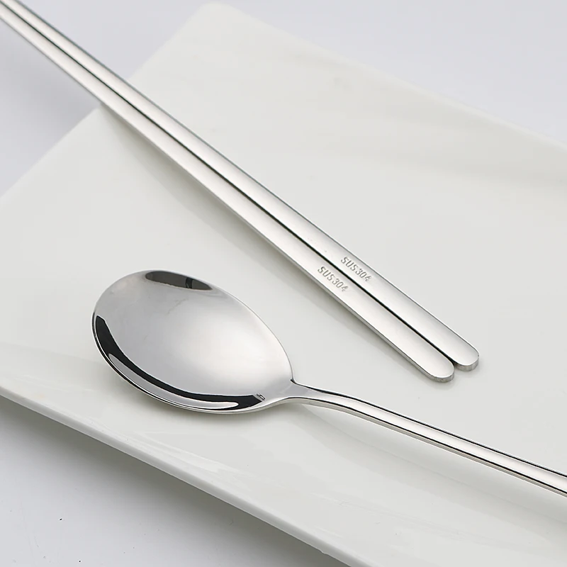 Корейские экологически чистые металлические палочки для еды ложка с длинной