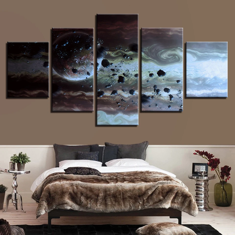 Spaceman Earth Jupiter Venus Sun Moon Universe 5 Piece Wall Pictures For Living Room color Painting Art Home Decor Abstract 68 | Дом и сад