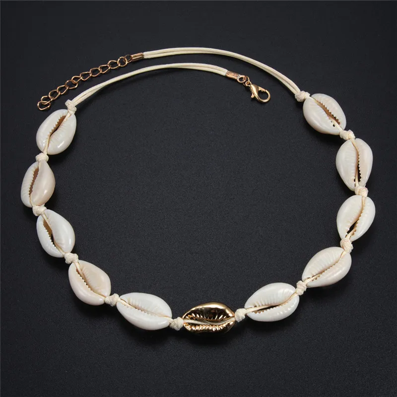 Женское модное ожерелье черный ремень натуральная ракушка колье воротник s Shell