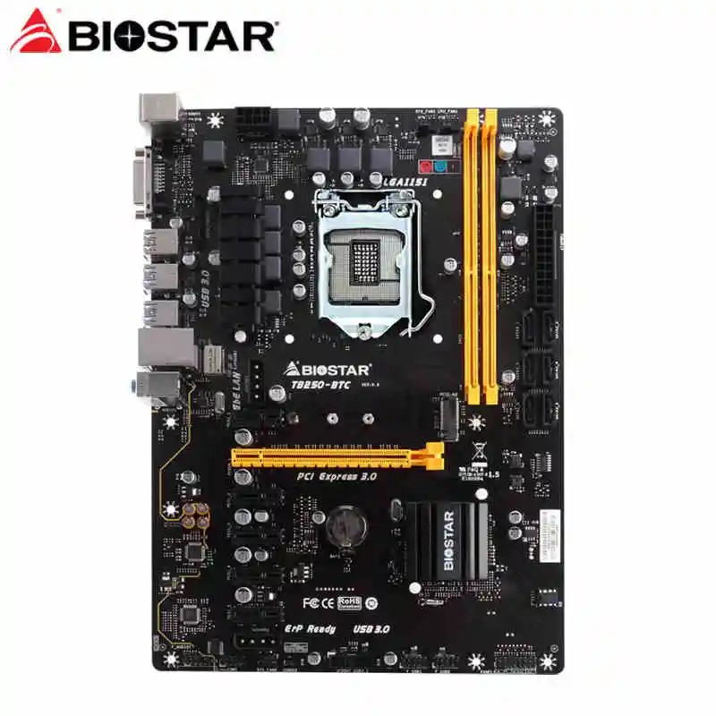 6GPU 6PCIE оригинальная материнская плата используемая для майнинга Biostar 1151 TB250
