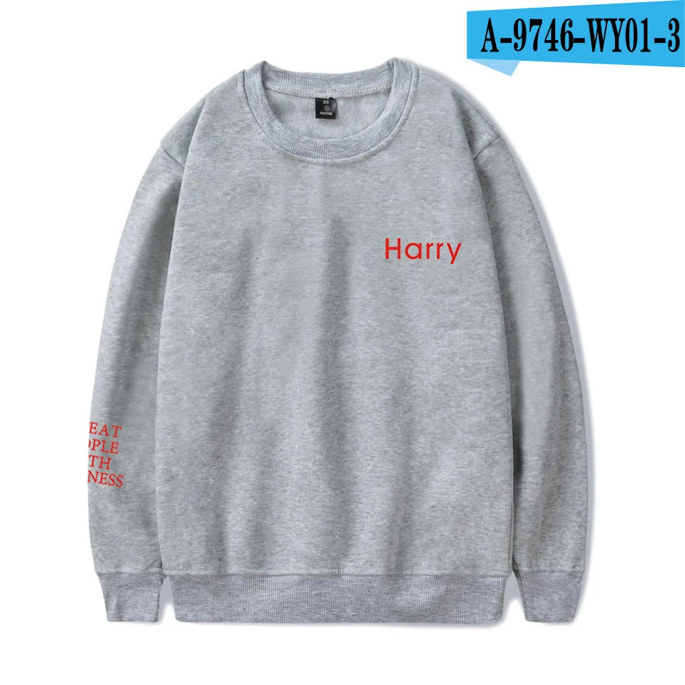 VAGROVSY Harry Styles пуловеры для женщин и мужчин Гарри обрабатывать людей с добротой письмо толстовки популярные хип-хоп толстовки - Цвет: gray
