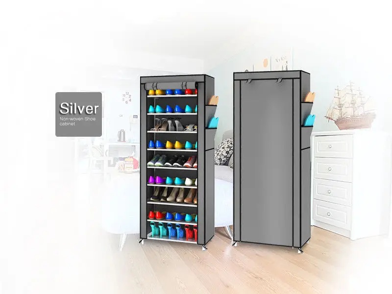 10 Layers Non-woven Fabrics Large Shoe Rack Organizer Removable Shoe Storage Organizer Home Furniture Shoe Cabinet Zipper Rack