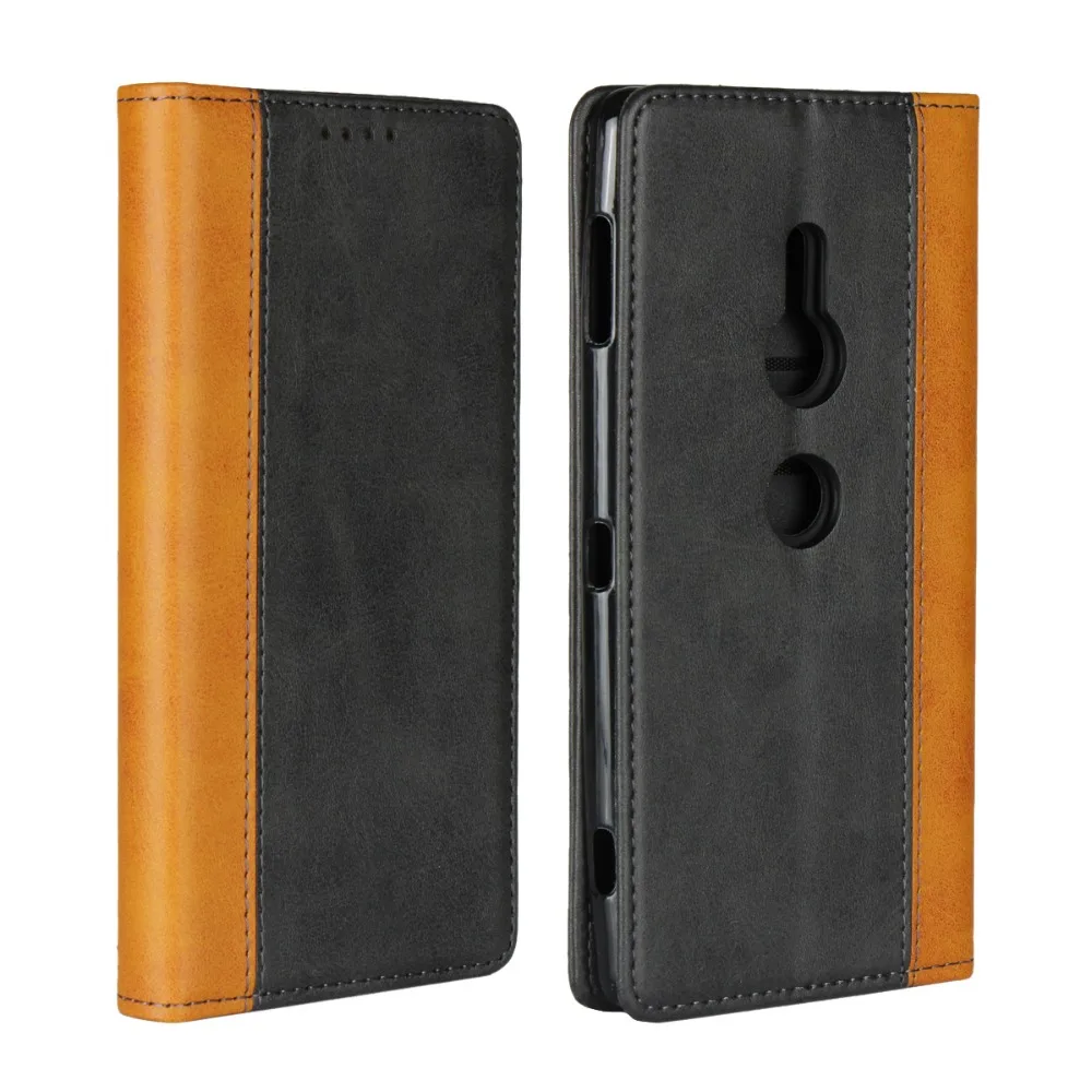 LUCKBUY For Xperia XZ2 XZ3 Color Matching Leather Luxury Premium Phone Cases for Sony Slim Business Wallet | Мобильные телефоны и