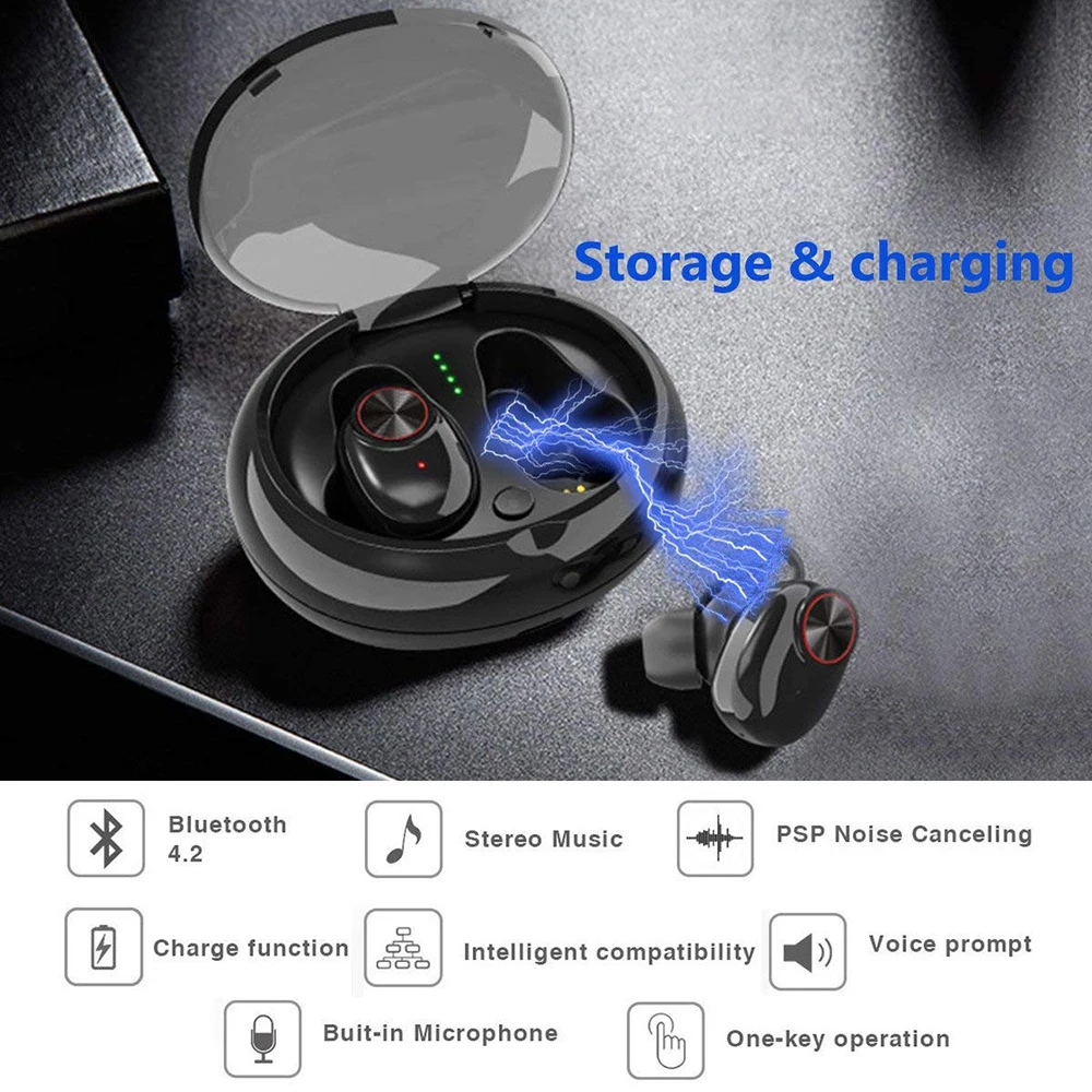 TWS наушники Bluetooth 5 0 Мини Беспроводная гарнитура с микрофоном зарядная коробка