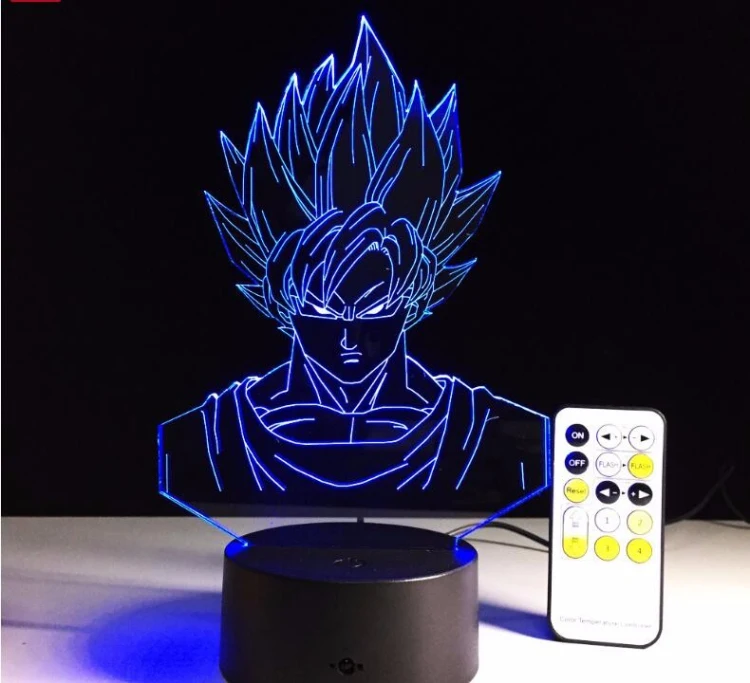 Dragon Ball Z рисунок 3D светодиодный настольный светильник вспышка Супер Саян Гоку