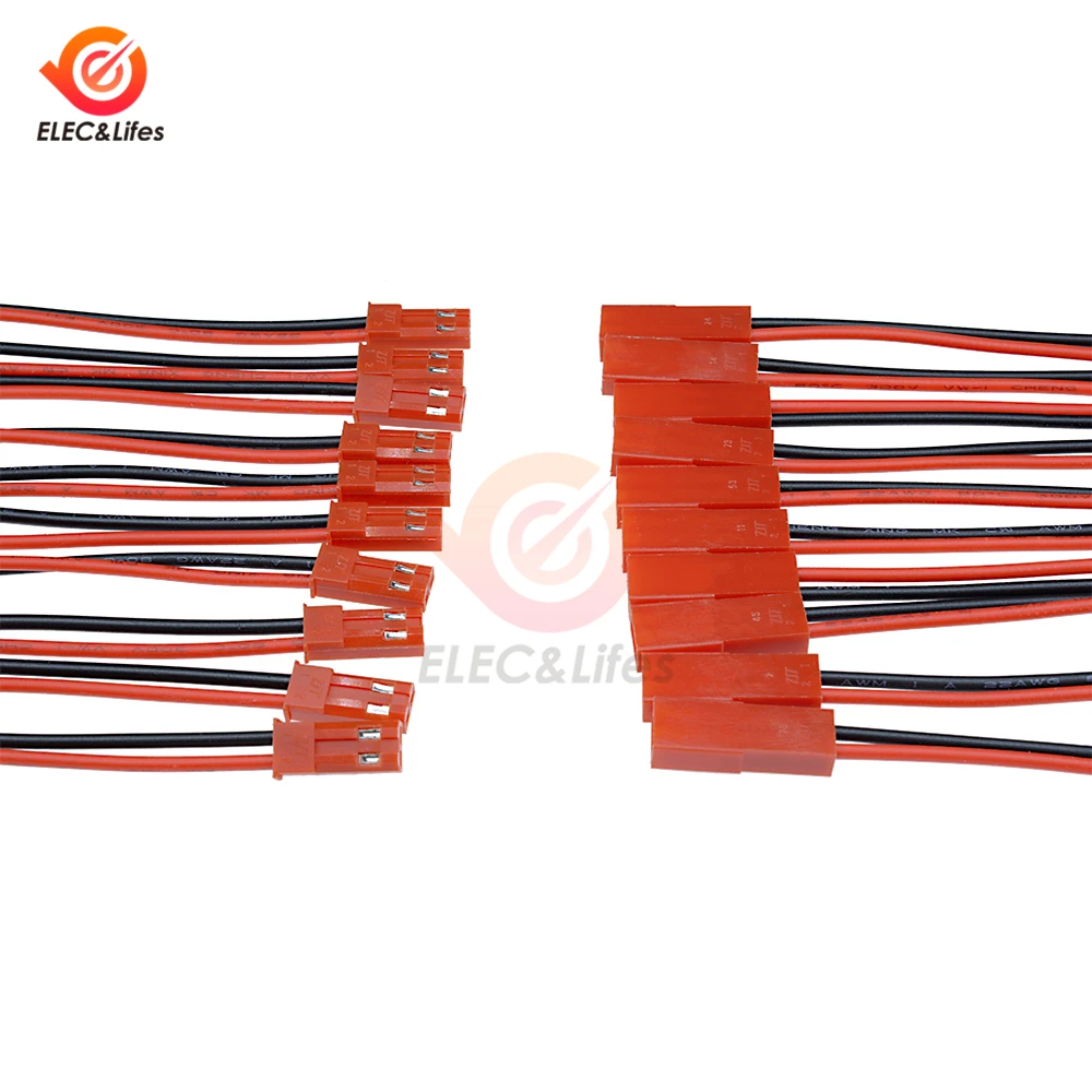 10 пар 100 мм 2-контактный Штекерный разъем JST кабель 22 AWG медный провод для вертолета