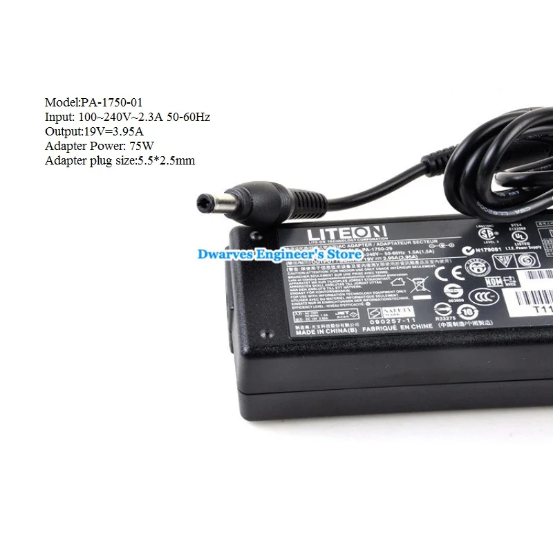 Оригинальный LITEON 19V 3.95A 75W адаптер переменного тока для TOSHIBA Satellite L700 L600 M801 PA 1750 01 09