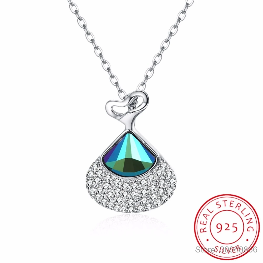 Женское Ожерелье с кристаллами LEKANI синее длинное ожерелье подвеской в виде