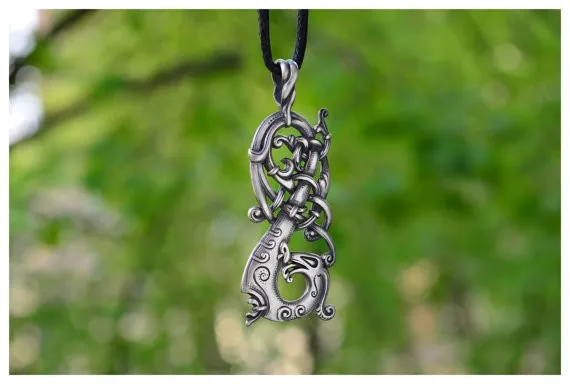 

LANGHONG 1pcs Norse Vikings Pendant The Ringerike Dragon Scandinavian Necklace Pendant Norse Jewelry