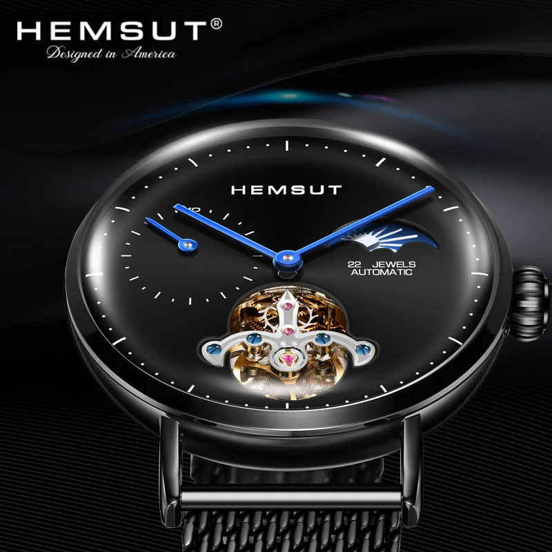 Часы наручные Hemsut Мужские механические роскошные брендовые автоматические