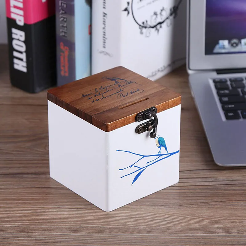 Творческий Копилка Деревянный Китайский стиль Смола украшения город большая