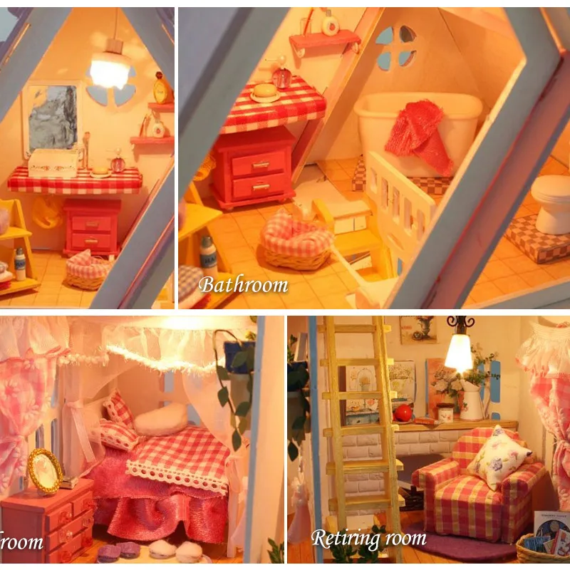 Sunshine Alice DIY Вилла для кукол домик Деревянные 3D огни миниатюрный кукольный мебель