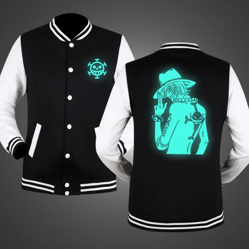 Анимационный мультфильм Король моря комикс бейсбол одежда молодых мужчин женщин студентов Свободное пальто блестящие ночью светящаяся куртка - Цвет: Such as photos Lumin