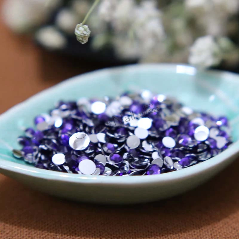 1000 шт. SS6 Фиолетовый 14 граней круглые стразы блестящие украшения для ногтей DIY N15