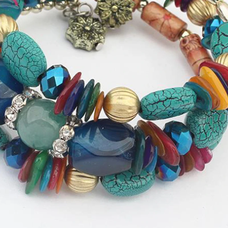 Youga Брендовые женские многослойные в стиле бохо бусины браслеты с подвесками для