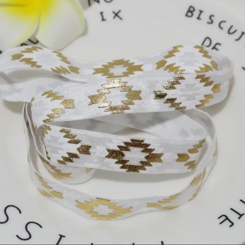NO.19 5 ярдов/партия, 5/8 ''(16 мм), фольга, напечатанная, для создания эластичных лент, эластичная лента, лента, сделай сам, ремесла для одежды - Цвет: NO.19