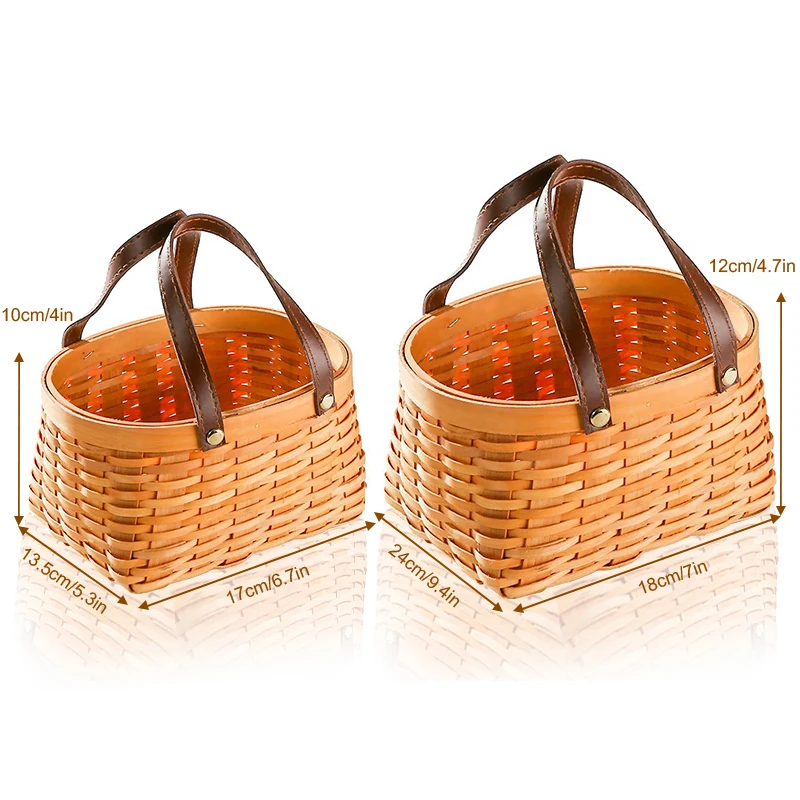 Корзина для хранения японская ручная работа деревянная плетеная Двойная кожаная