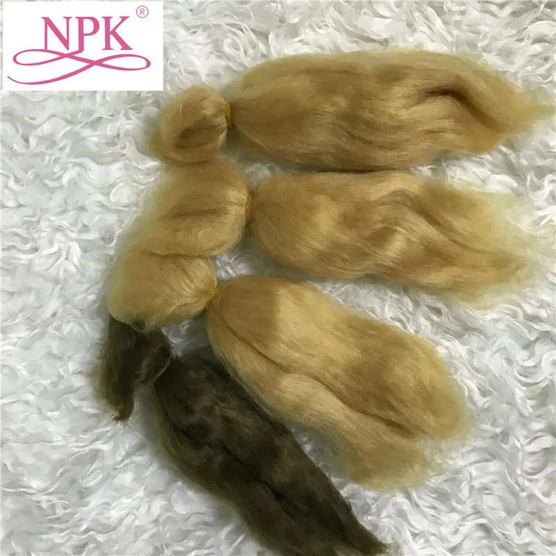 NPK чистый мохер для Reborn Baby Doll волосы с темно коричневым/золотым цветом подходят DIY