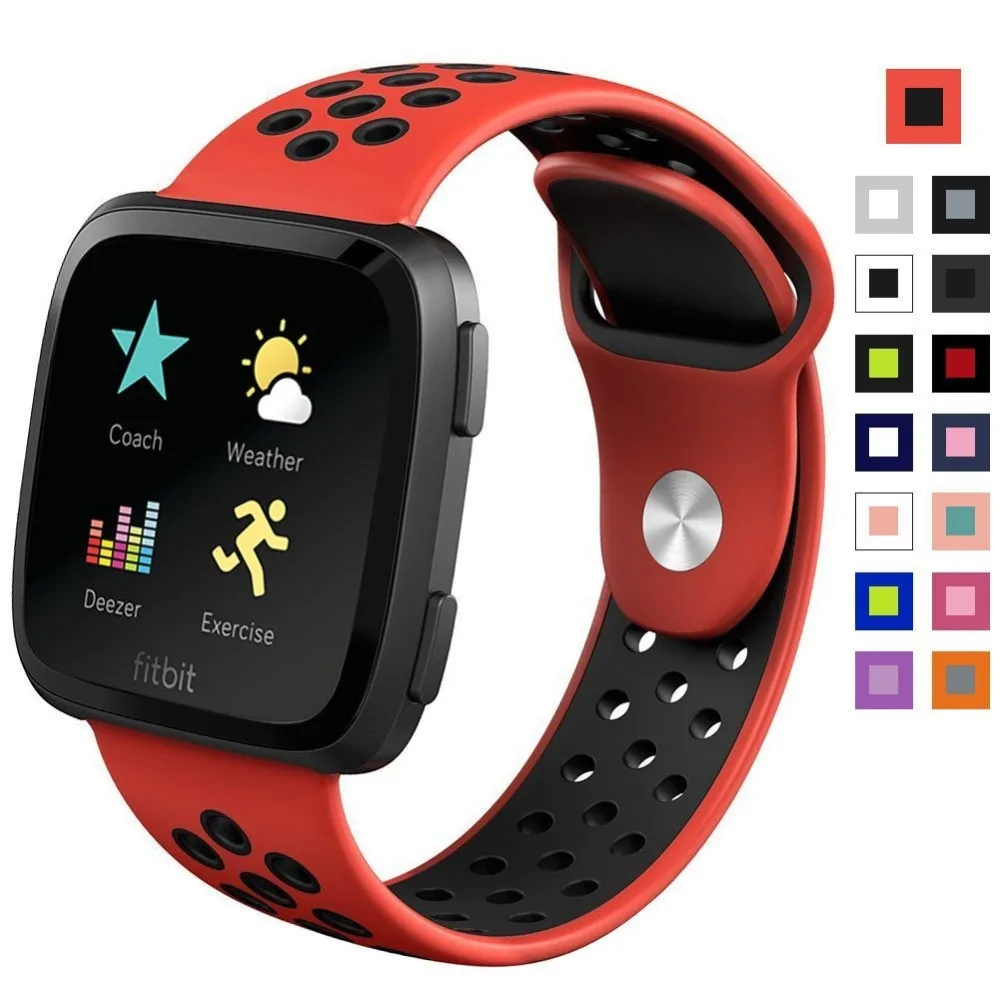 Водонепроницаемый силиконовый ремешок для часов Fitbit Versa регулируемый спортивный