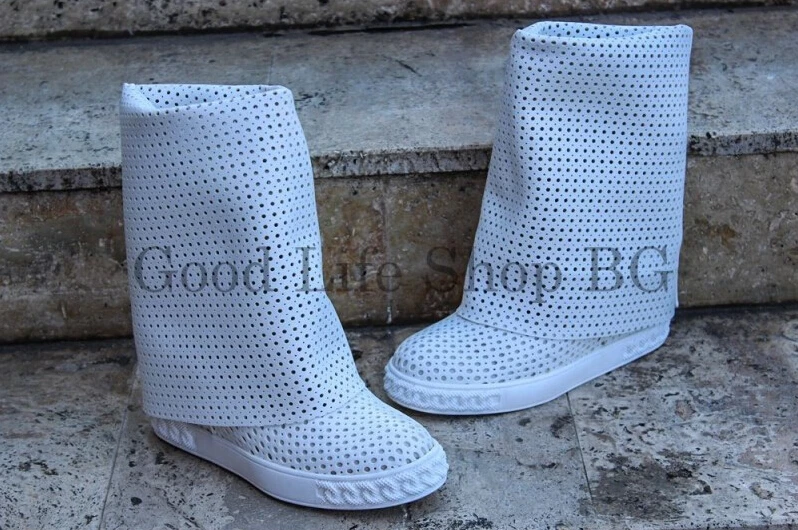 Бренд натуральной кожи holeboots каскад клинья свободного покроя дышащий колено