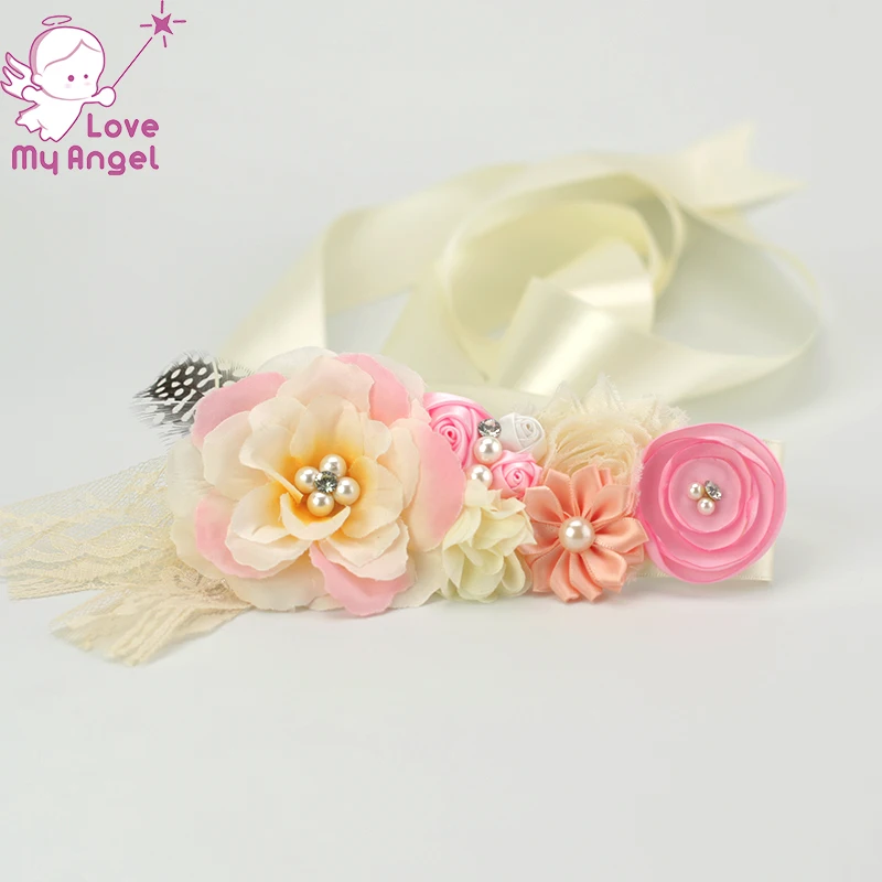 1 шт. светло розовый и слоновой кости цветок пояс для беременных фото реквизит