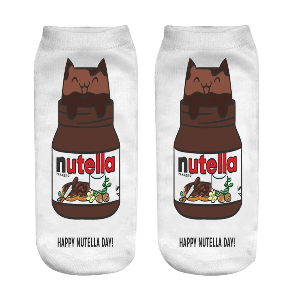 Милые забавные женские носки с принтом Nutella и для девочек белые нового года милые