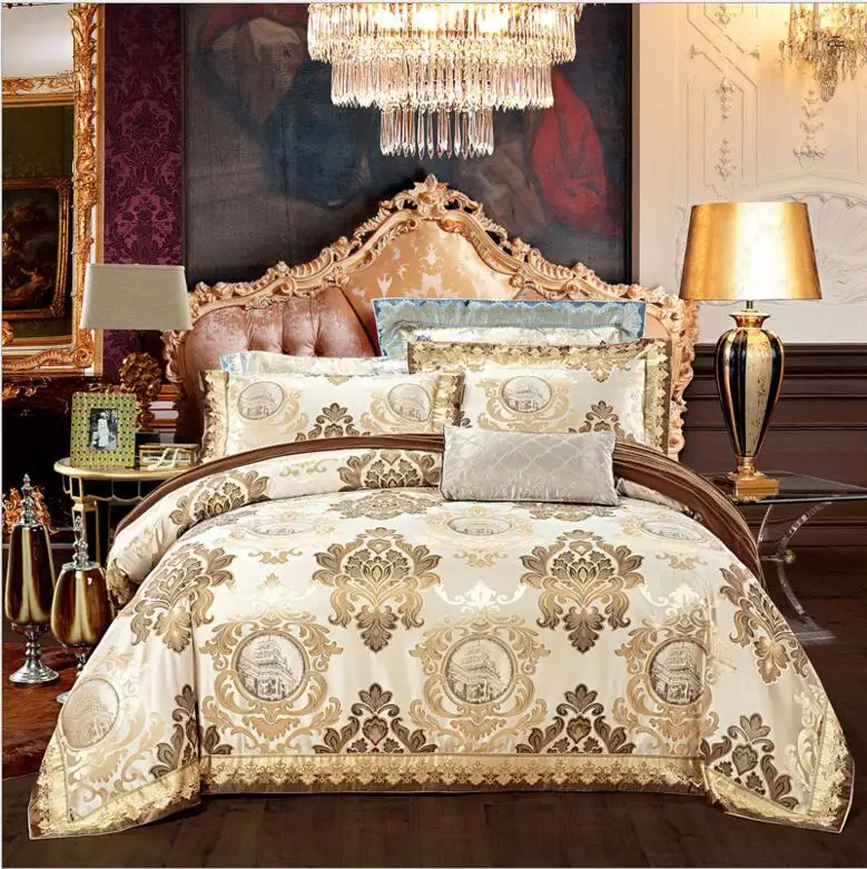 Вышитый пододеяльник набор постельного белья King queen size Восточный жаккард