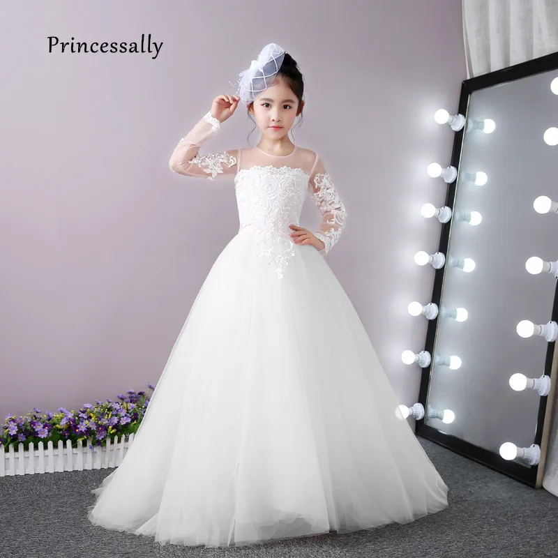 Высококачественное розовое платье для девочек с цветочным узором и шлейфом