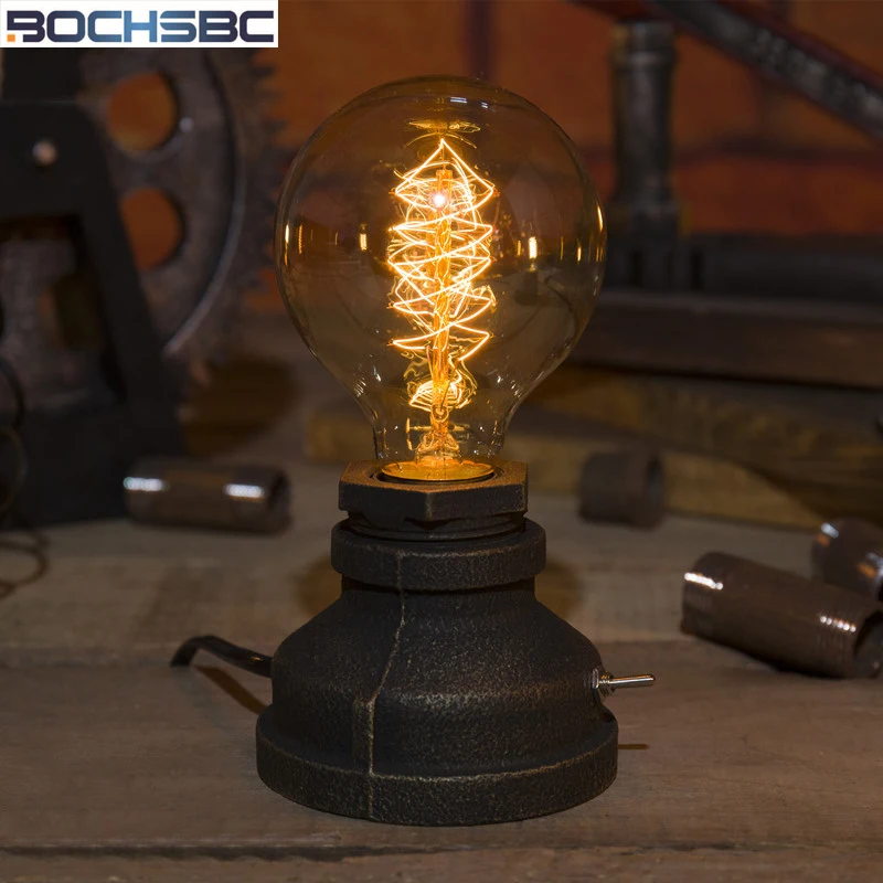Настольная лампа BOCHSBC E27 Эдисона настольная в американском стиле ретро винтажная