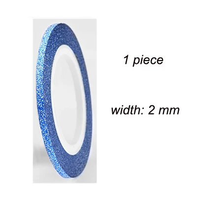 Blue 2mm 10 цветов клейкая лента для ногтей рулон 3 ширины рулон ленты для ногтей с блестящим украшением цветная лента для ногтей линия для нейл-арта LDL - Цвет: Blue 2mm
