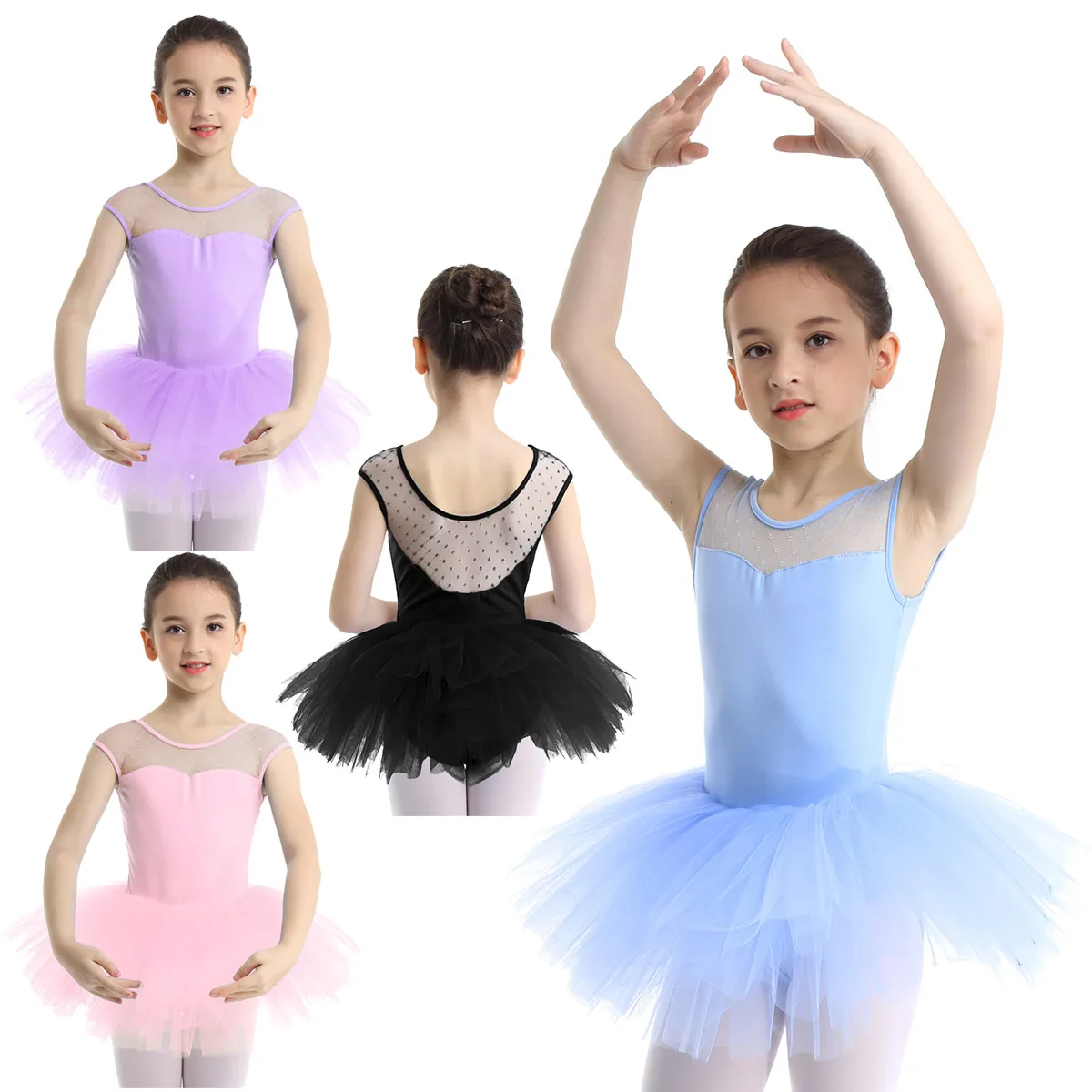 iEFiEL Cotton Ballet Tutu Dress Ballerina Costume Short Sleeves Gymnastics Leotard Stretch Leotards for Girls Dance Wear | Детская
