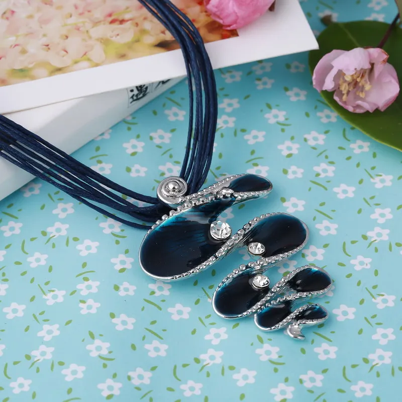 Элегантная женская подвеска с синим кристаллом ювелирные изделия модный бренд