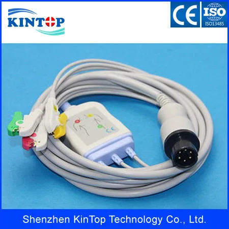 2 шт./лот совместимый новый кабель GE/Nellcor/Nihon Kohden/Philips/Mindray/Goldway для пациентов ECG/EKG с 3
