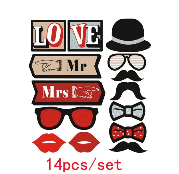 Весело Свадебные украшения Photo Booth Реквизит DIY Mr Mrs маска очки Photobooth реквизит фото аксессуары свадебное мероприятие вечерние Декор