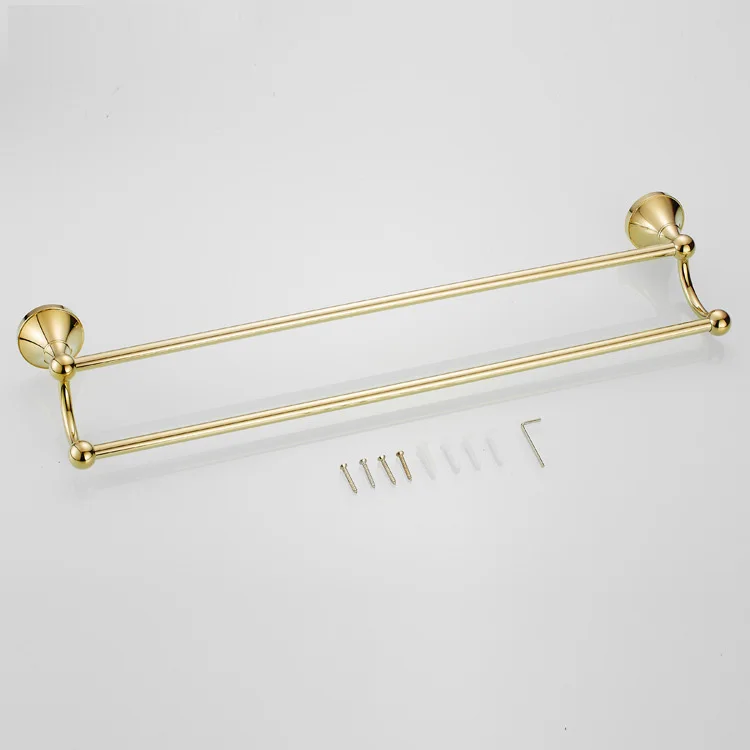 Вешалка для полотенец с двойными направляющими золотого цвета | Обустройство