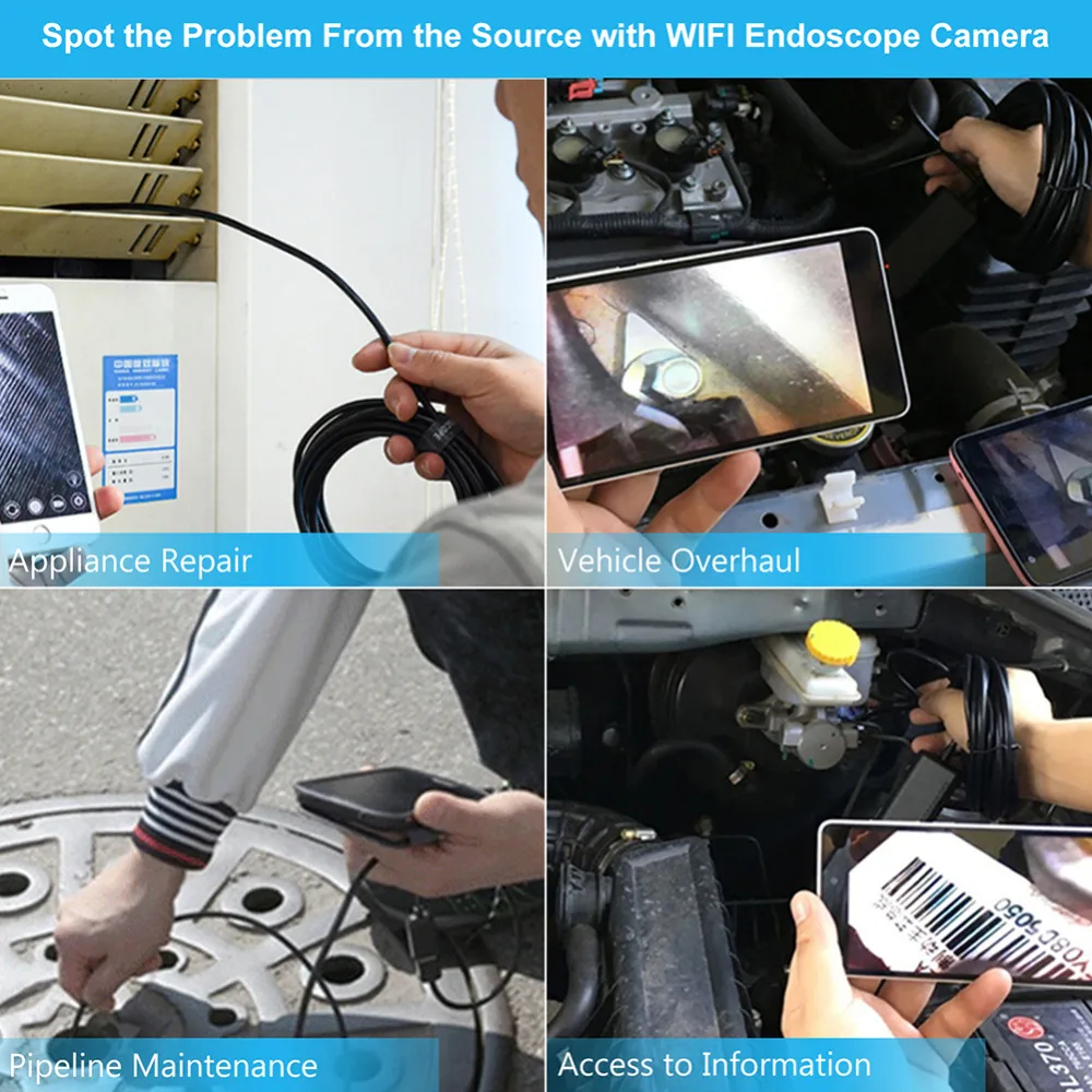 KZYEE 10 м беспроводной Эндоскоп 1200P HD WiFi бороскоп Инспекционная камера 2,0 мегапикселей змея камера для Android/iOS смартфон