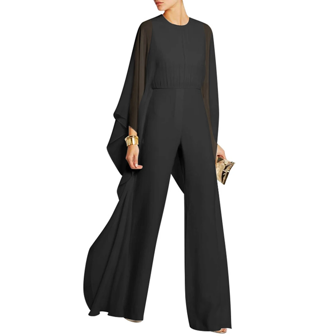 Женский комбинезон пончо с высокой талией и длинным рукавом|jumpsuits rompers women|party
