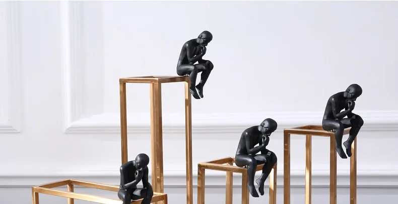 Thinker Rodin скульптура Золотая рамка из нержавеющей стали настольное украшение современная элегантная мягкая домашняя декоративная фигурка украшение