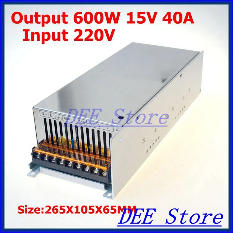 

Led driver 600W 15V(0V-16.5V) 40A Single Output ac 220v to dc 15v Switching power supply unit for LED Strip light