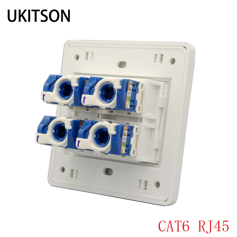 4 порта CAT 6 RJ45 Компьютер Ethernet разъем панель Вихрь провода C6 UTP интернет Лицевая панель 86x86 мм