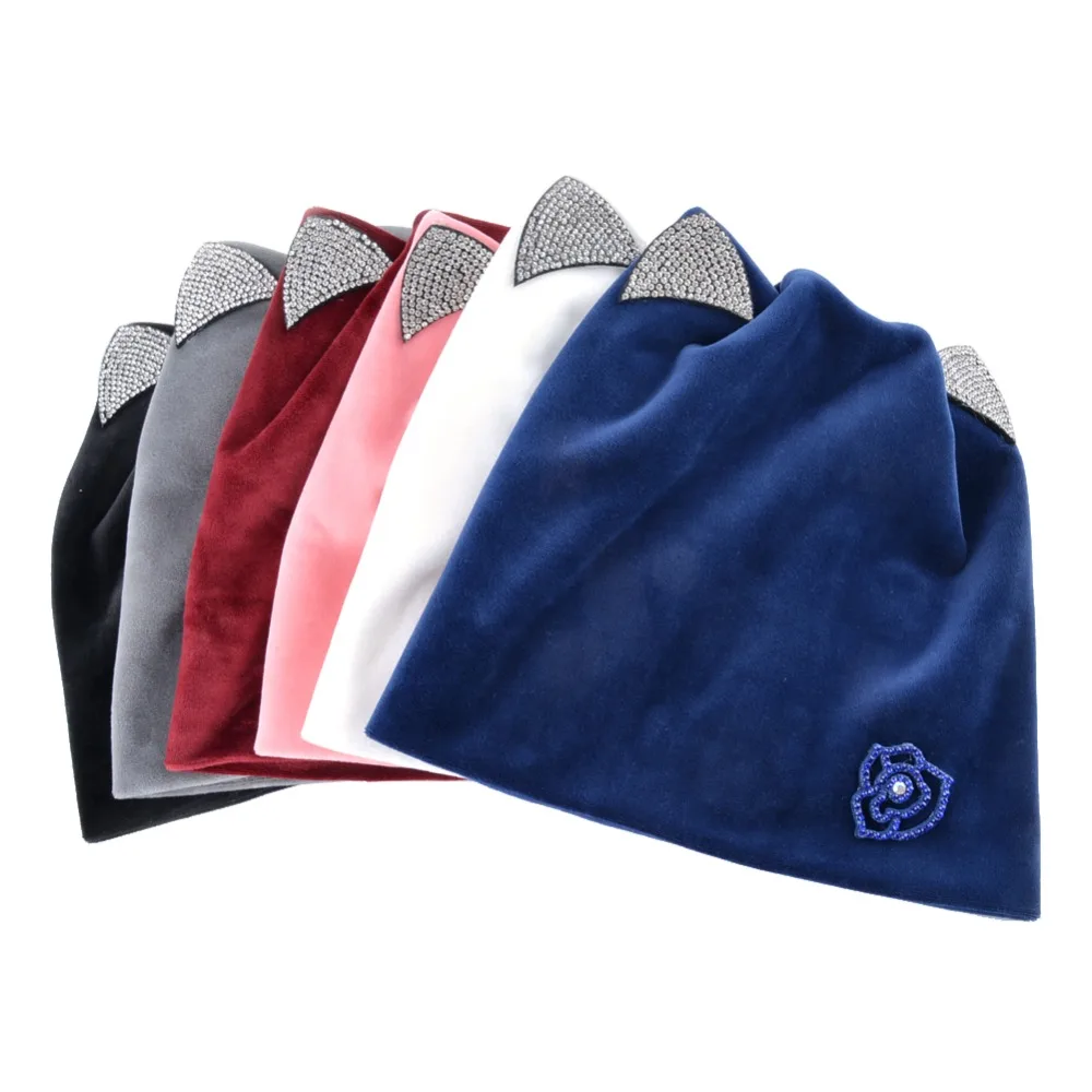 Шапки TQMSMY 2018 с кошачьими ушками зимние вязаные шапки шарф для женщин Маска костью