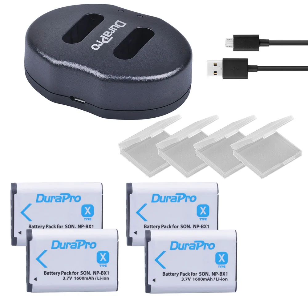 4 шт. NP BX1 NP-BX1 аккумулятор камеры + USB двойное зарядное устройство для Sony HDR-AS200v AS20