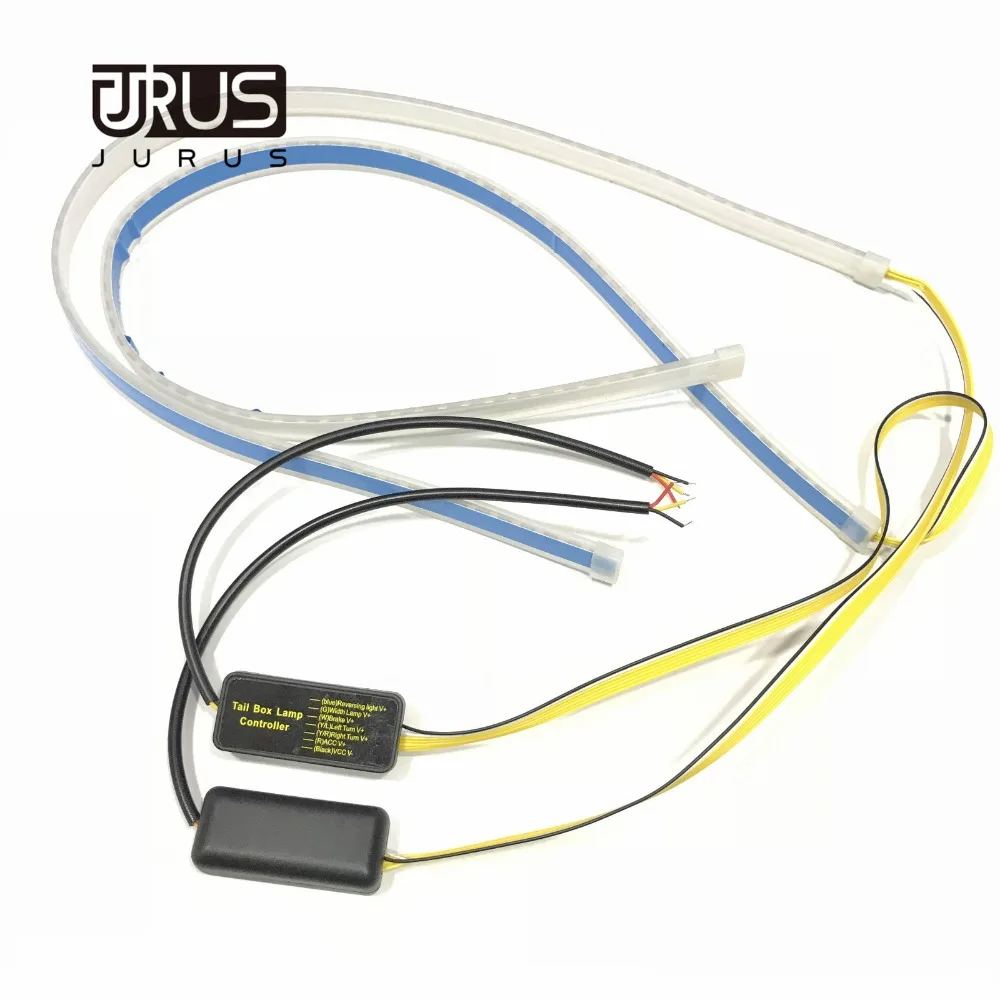

JURUS 2Pcs Slim DRL Led Daytime Running Lights Car Flowing Sequential Turn Signal Light Flexible Guide Strip Headlights For Auto